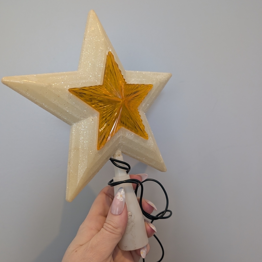 Light-Up Star Tree Topper in Cream and Gold - Picture 8 of 9